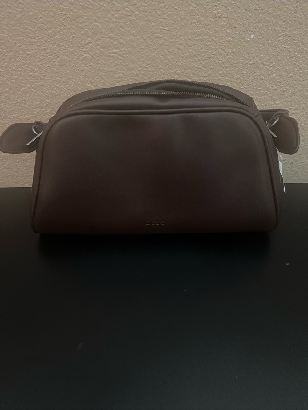 BCBG Dark Brown Leather Shoulder Bag